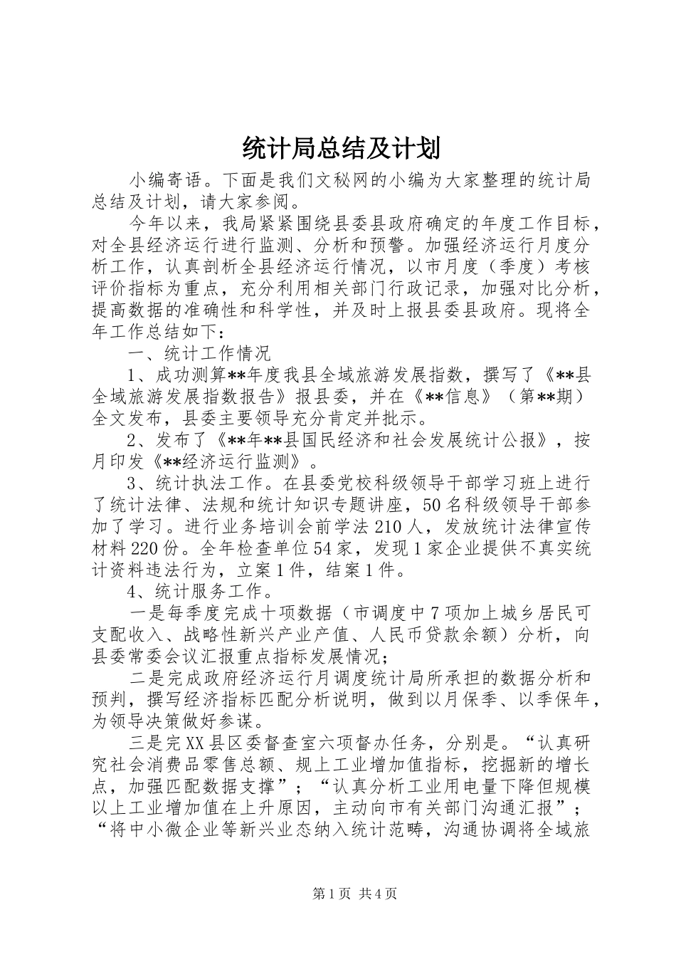 统计局总结及计划_第1页
