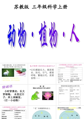 三年级上册科学课件《动物植物人》
