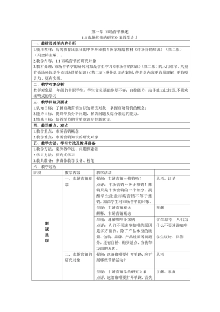 市场营销的研究对象教学设计