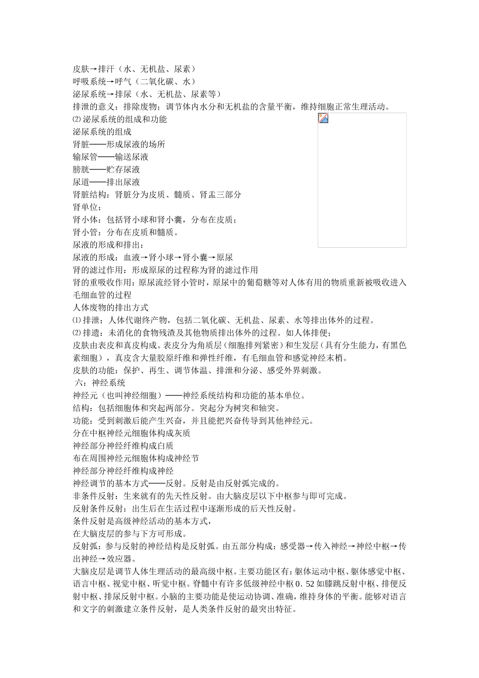 初中生物八年级会考复习提纲主题五生物圈中的人_第3页