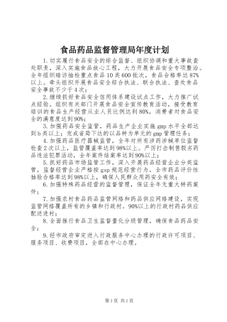 食品药品监督管理局年度计划