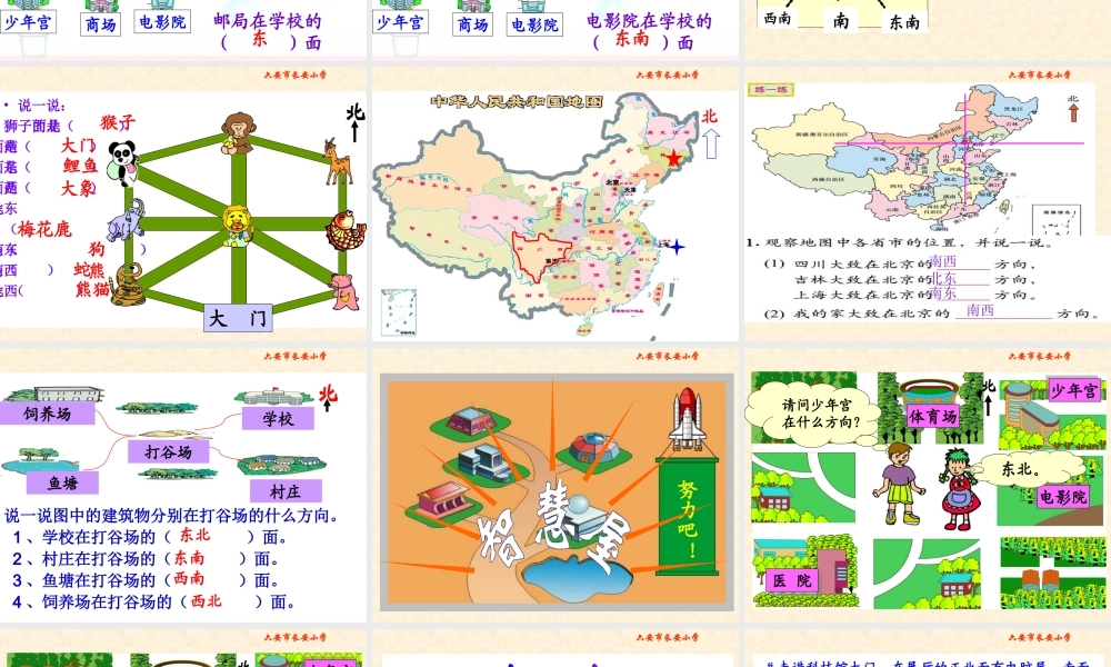 北师大版小学数学二年级下册《辨认方向》课件