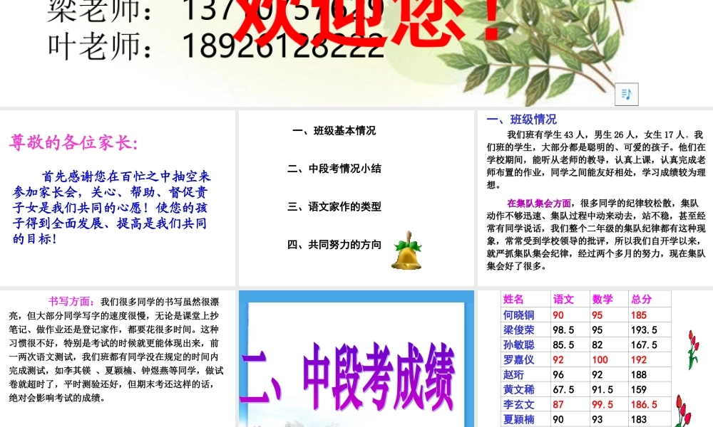 学年学年第二学期二班家长会