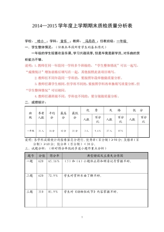 一年级音乐试卷质量分析