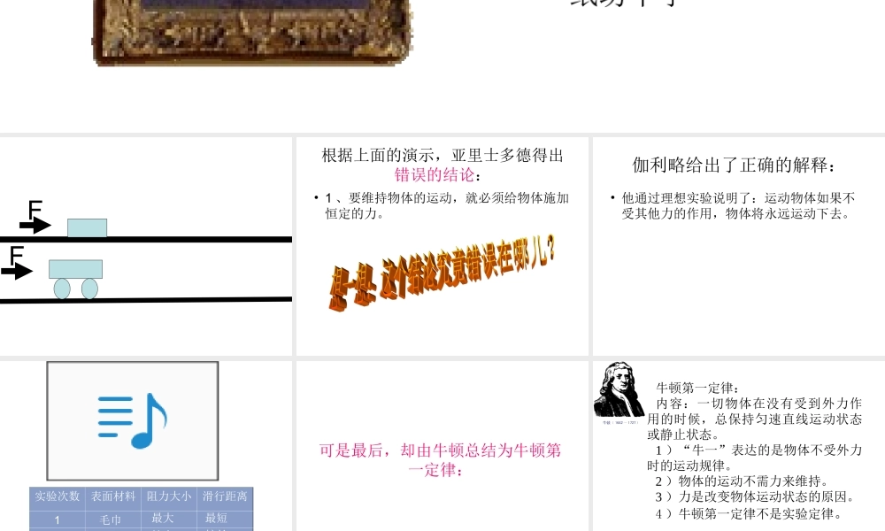 牛顿第一运动定律亚科