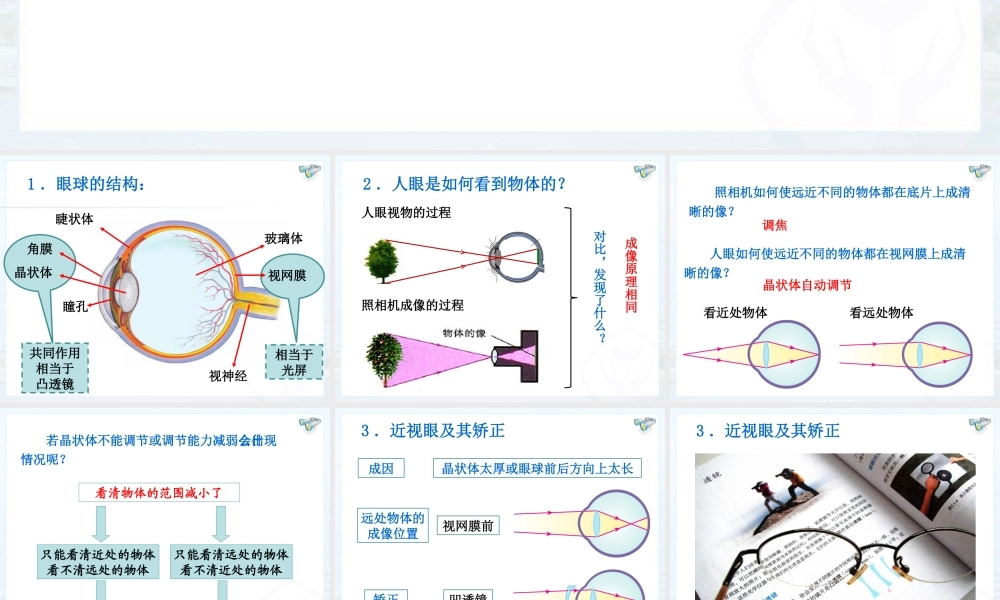 2014年秋八年级物理上册《54眼睛和眼镜》课件
