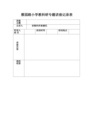 雁园路小学教科研专题讲座