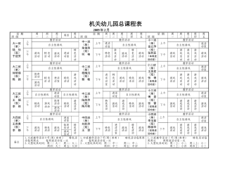 幼儿园小班课程表