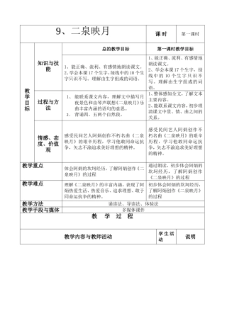 二泉映月表格