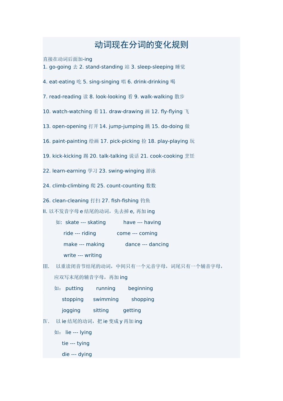 动词现在分词的变化规则_第1页