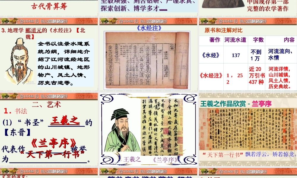 人教版（新）七年级历史上册第2122课承上启下的魏晋南北朝文化（共36张PPT）