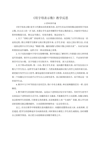 用字母表示数教学反思