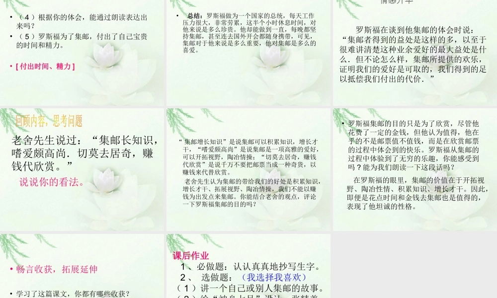 罗斯福集邮PPT课件(北师大版四年级语文上册课件)[1]