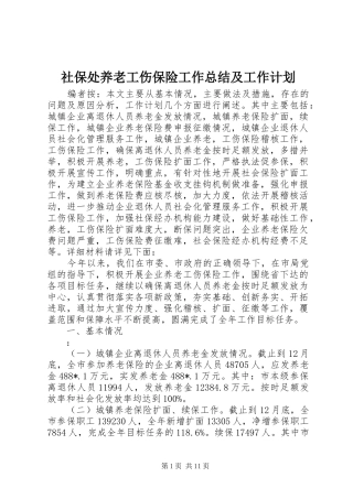社保处养老工伤保险工作总结及工作计划