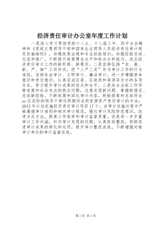 经济责任审计办公室年度工作计划