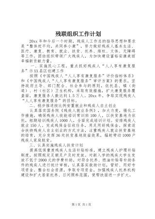 残联组织工作计划