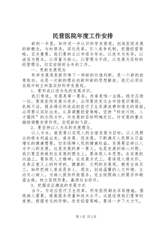 民营医院年度工作安排