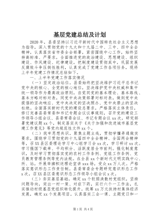基层党建总结及计划