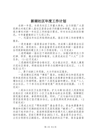 新湖社区年度工作计划