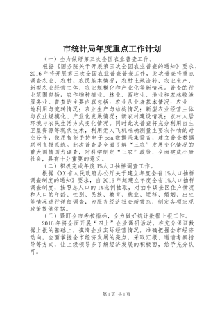 市统计局年度重点工作计划