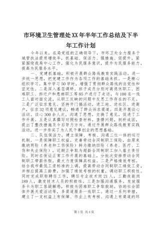 市环境卫生管理处XX年半年工作总结及下半年工作计划