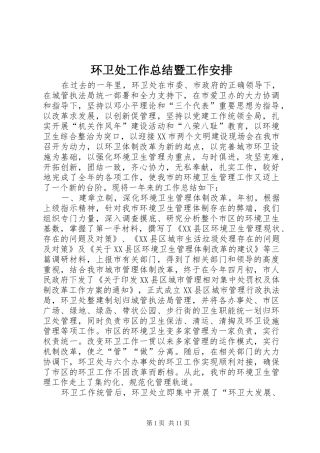 环卫处工作总结暨工作安排