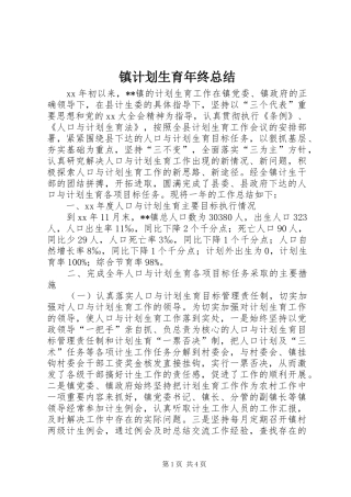 镇计划生育年终总结