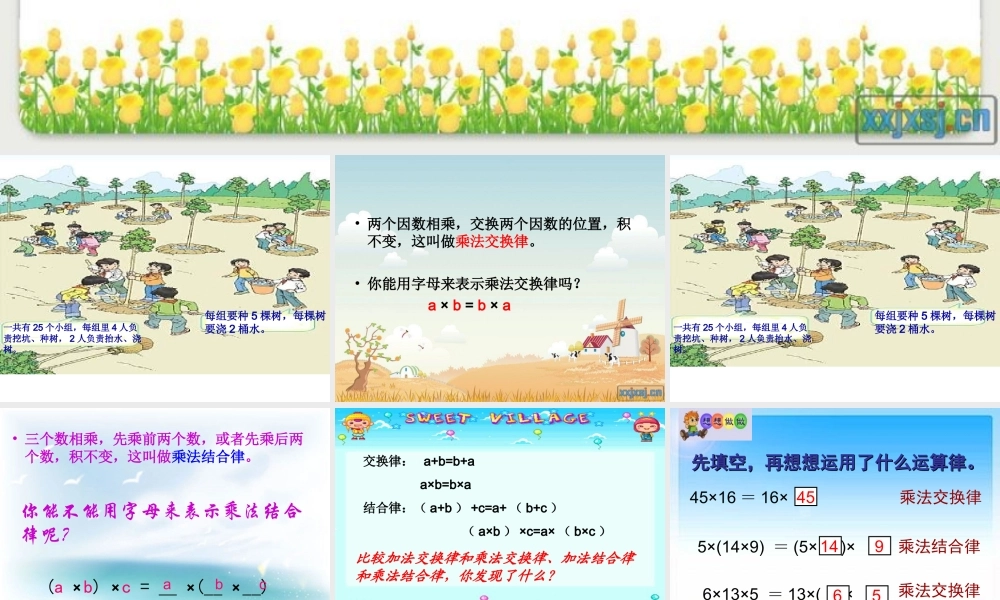 四年级乘法交换律和结合律课件