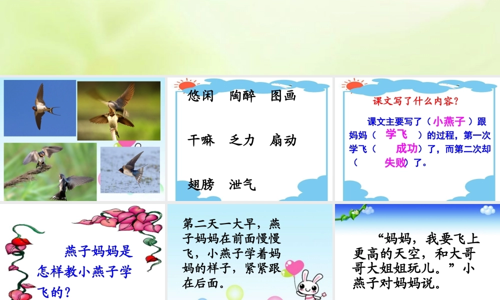 《小燕子学飞》教学课件