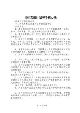目标实施计划和考核办法