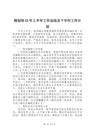 规划局XX年上半年工作总结及下半年工作计划_1