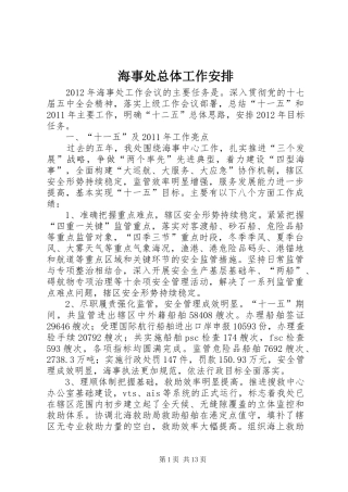 海事处总体工作安排