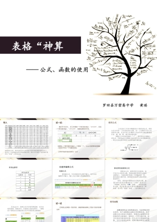 表格“神算子”公式函数的使用教案