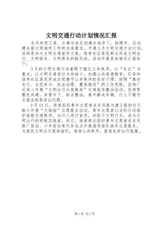 文明交通行动计划情况汇报