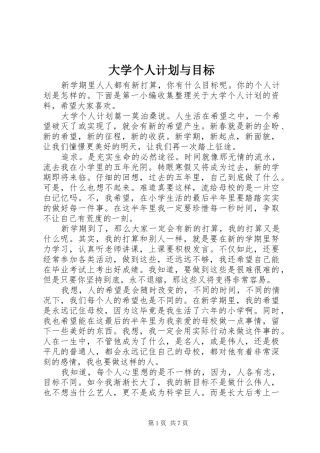 大学个人计划与目标