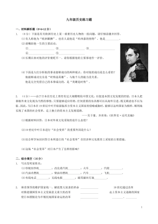 九年级历史14周周末复习