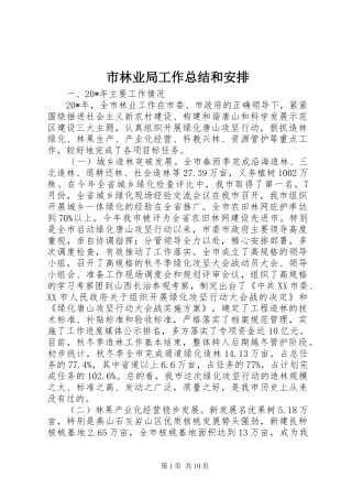 市林业局工作总结和安排