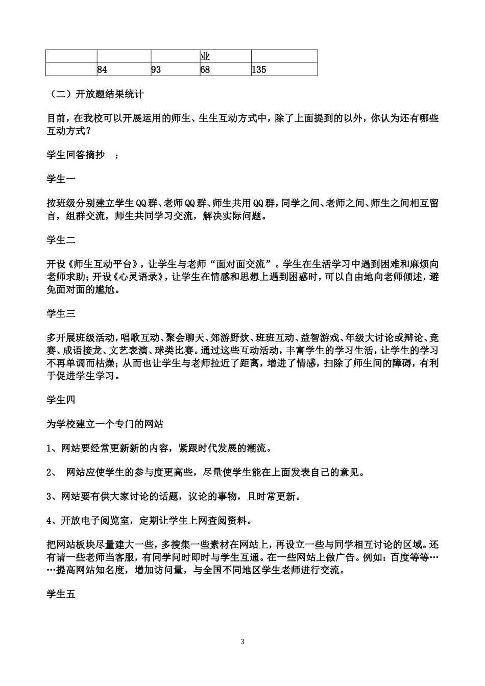 师师、师生、生生互动式教学调查问卷结果分析报告_第3页