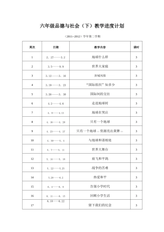 六年级品德与社会