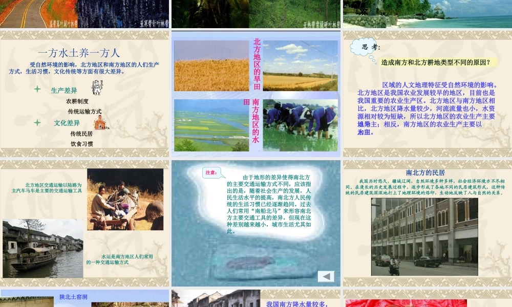 湘教版八年级下册52《北方地区和南方地区--人文差异》课件