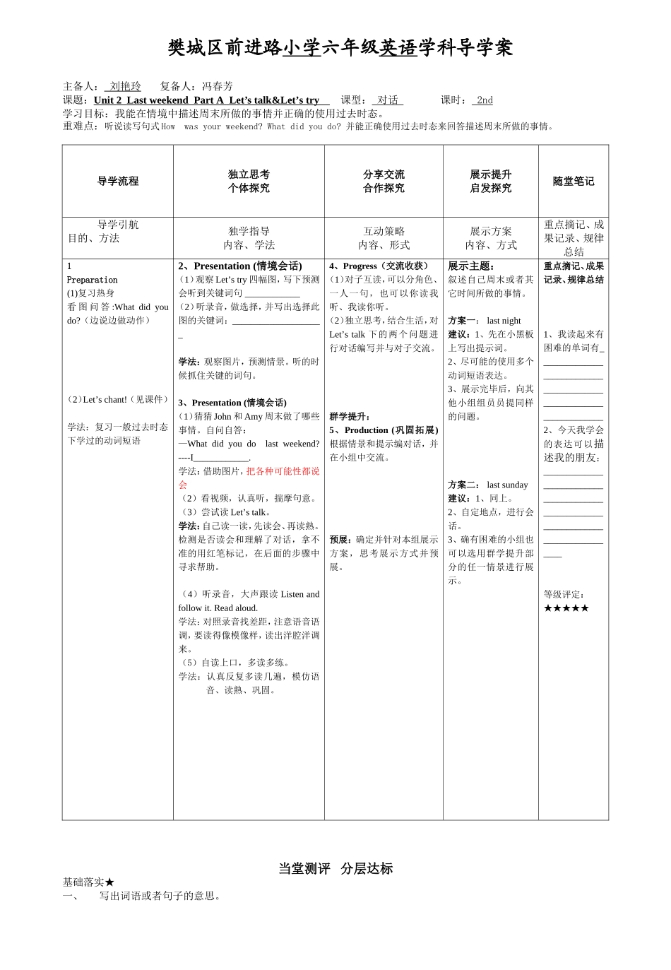 朱坡陈璐6年级下册Unit2ALet'stalk&Let'splay_第1页