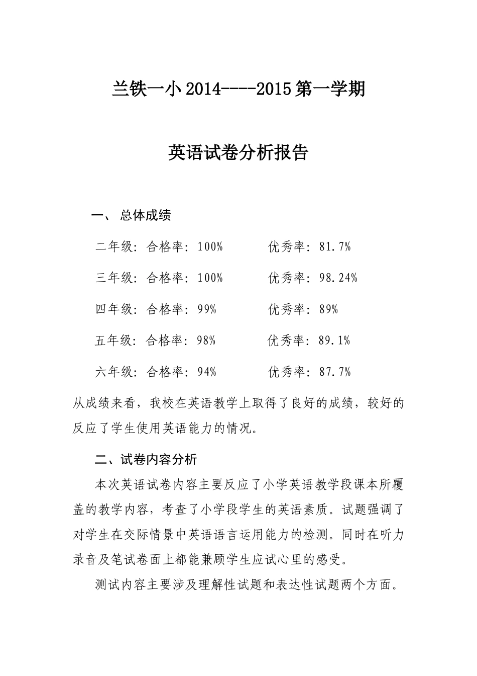 2015试卷分析报告_第1页