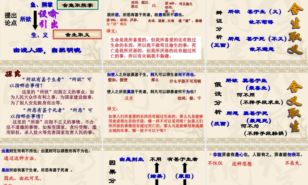 《鱼我所欲也》上课用