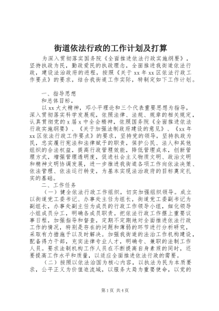街道依法行政的工作计划及打算