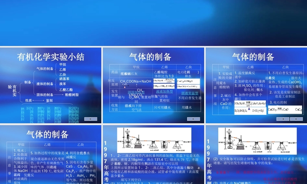 高中化学_有机化学实验小结总结
