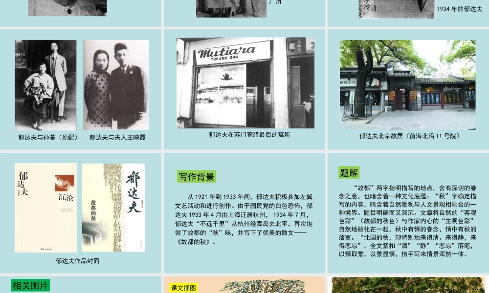 高中一年级语文必修2《故都的秋》