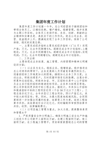集团年度工作计划
