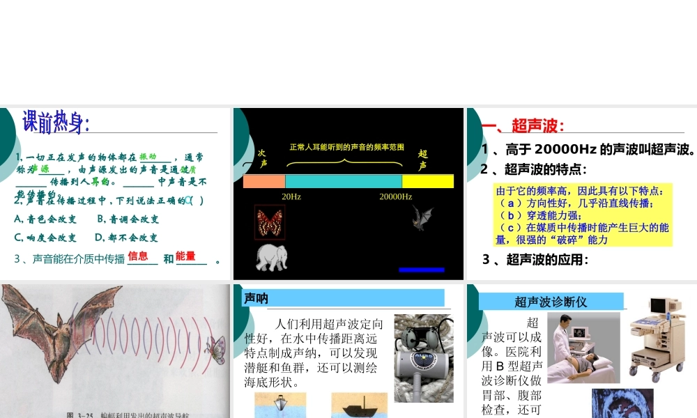 声现象应用(初二物理整理版)