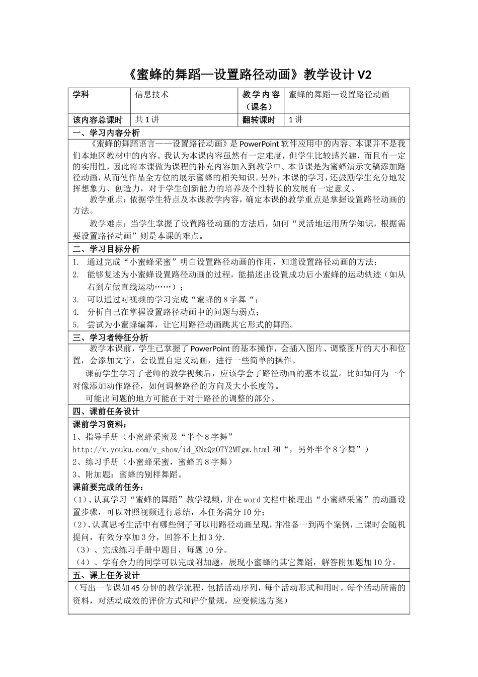 黑龙江姜琳五年级信息技术蜜蜂舞蹈V2_第1页