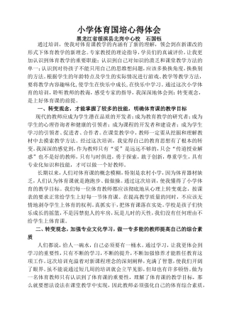 小学体育国培心得体会
